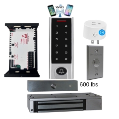 BS-H3 Narrow Stile, Touchscreen keypad, Wifi Mobile APP, Card, Code, CardCode 4in1 IP66 Waterproof Access Control + Power Adapter + Exit Button + UL Listed EL-600 Magnetic lock + BS-10 APP Smart Timer