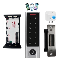 BS-H3 Narrow Stile, Touchscreen, Wifi Mobile APP, Card, Code, CardCode 4in1 IP66 Waterproof Access Control + NU-06 Power Adapter + UL listed NJ-320 ANSI Heavy Duty Electric Strike + BS-10 APP Smart Timer