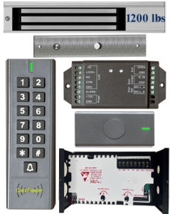 BS-SK7 Wireless Keypad & Card Reader Access Control System, IP66 + Wireless Exit Button + 12V DC Power Adapter + UL listed EL1200 Maglock 1200 lbs