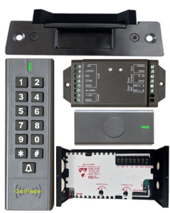 BS-SK7 Wireless Keypad & Card Reader Access Control System, IP66 + Wireless Exit Button + 12V DC Power Adapter + UL listed NJ320 Electric Strike