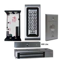 SA-600 Standalone Waterproof Access control + Power Adapter Controller-NO/NC + Exit Button + UL listed 600 lbs Maglock 