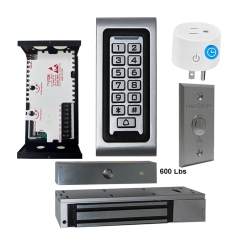 SA-600 Standalone Waterproof Access control + Power Adapter Controller-NO/NC + Exit Button + UL listed 600 lbs Maglock + BS-10 APP Smart Timer Plug